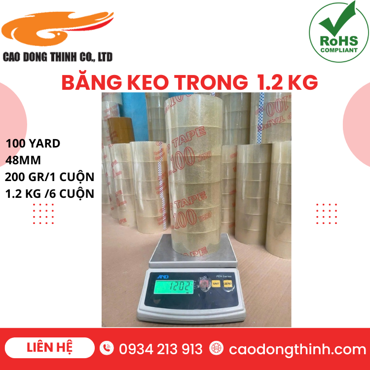 Băng keo trong 1.2 kg giá tốt nhất