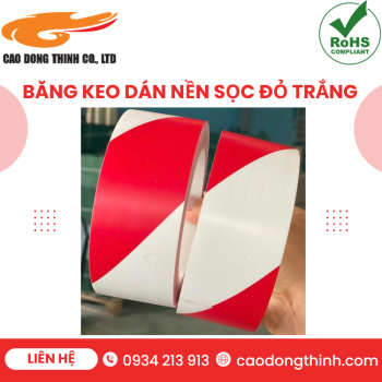 Băng keo dán nền sọc đỏ trắng chất lượng cao