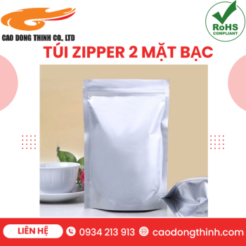 Túi zipper 2 mặt bạc chất lượng cao