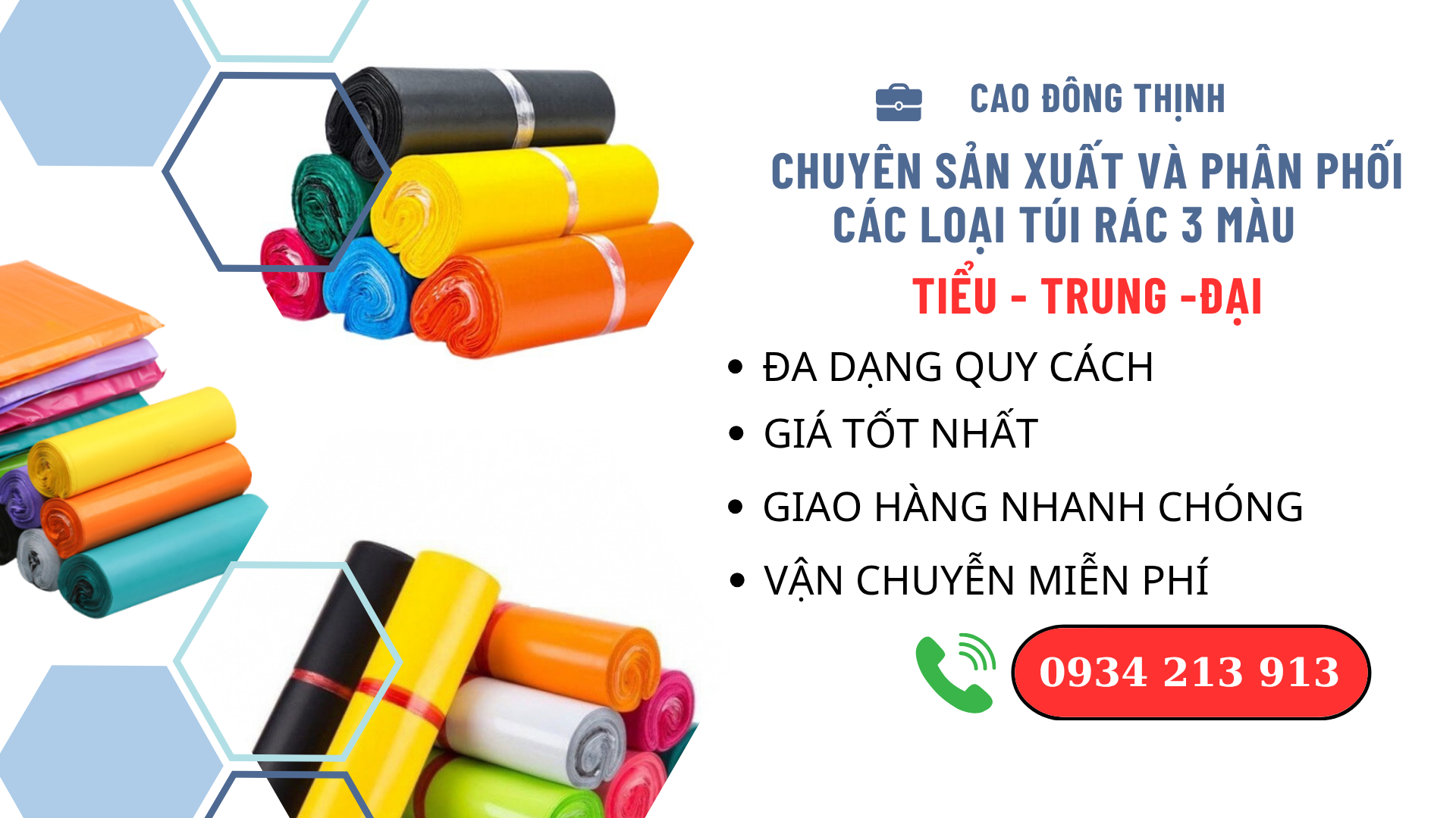 Túi rác 3 màu chất lượng cao CAO ĐÔNG THỊNH
