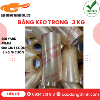 Băng keo trong 3 kg chất lượng cao