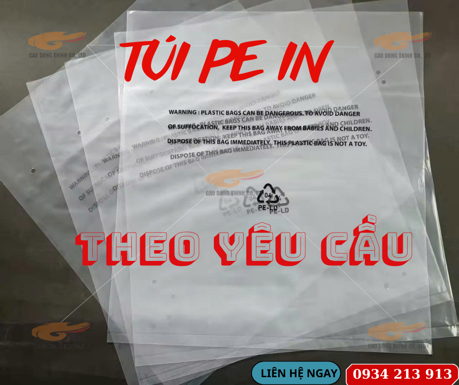 Túi PE in logo theo yêu cầu chất lượng cao
