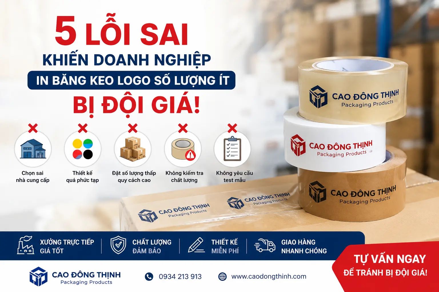 In logo lên băng keo số lượng ít giá tốt tại xưởng Cao Đông Thịnh